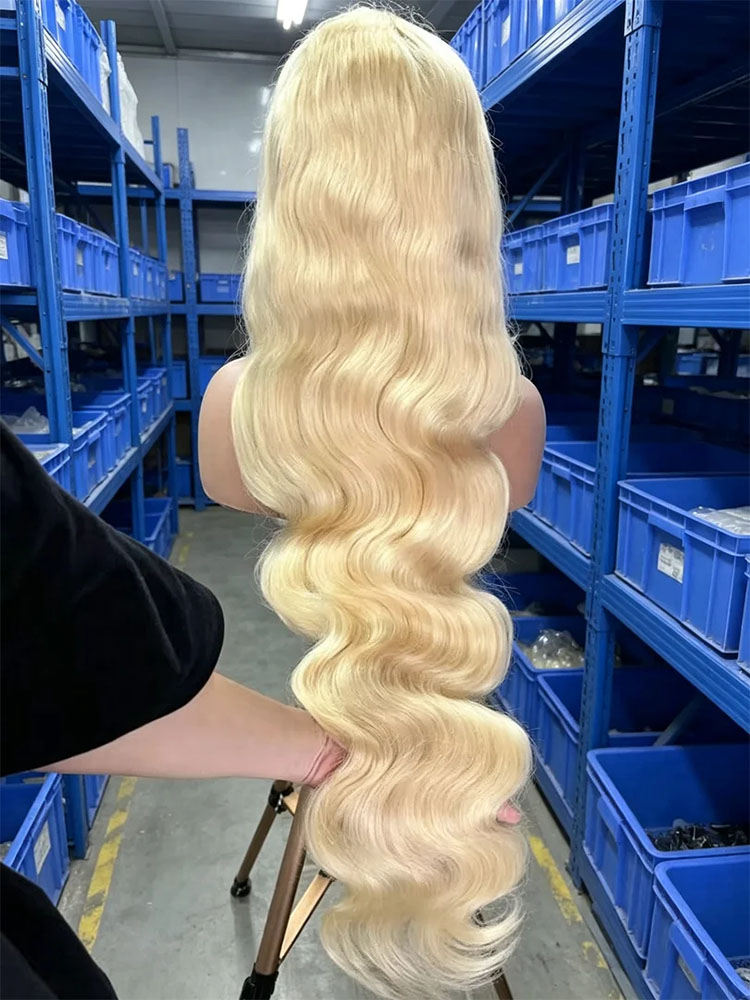 613 Blonde Body Wave Lace Front Wig - 36인치, 40인치, 613번 색상의 허니 블론드,