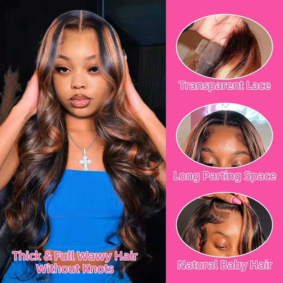 Lace Front Wigs - 하이라이트 옴브레 13x4 레이스 프론트 가발