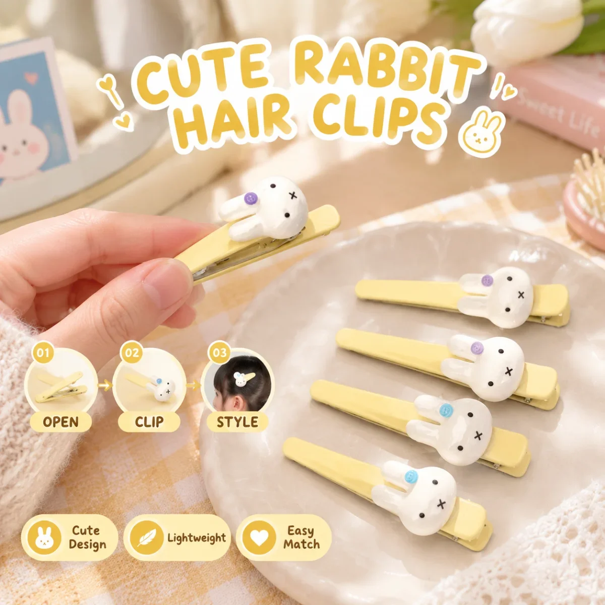 Hair Bundles - 미피 토끼 모양의 술 장식 헤어
