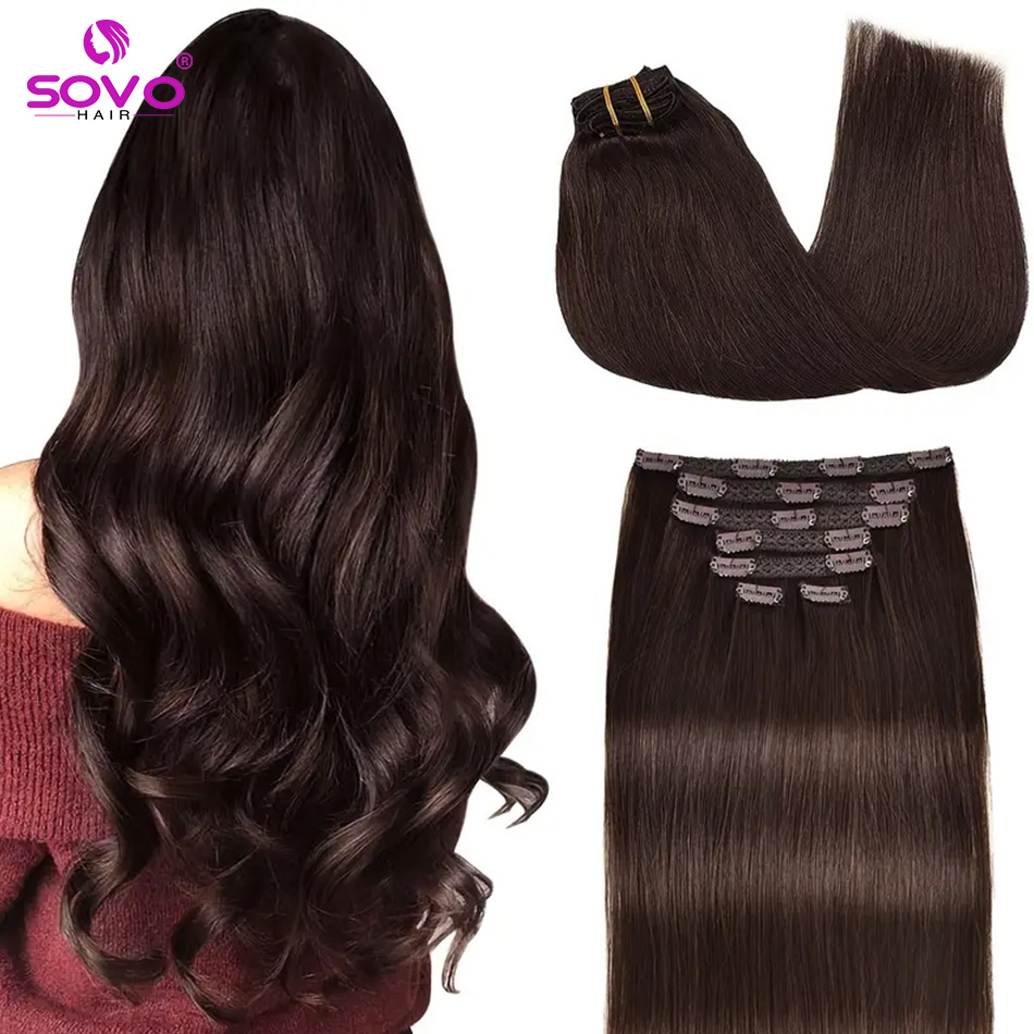Seamless Clip In Hair Extensions Human Hair - 클립인 헤어 익스텐션 100% 실제 인간