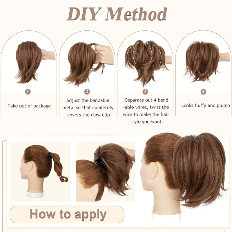 합성 섬유 소재의 클립형 포니테일 연장 헤어, 구부릴  - Claw Clip Messy Bun Hair Piece 리뷰 및 가격