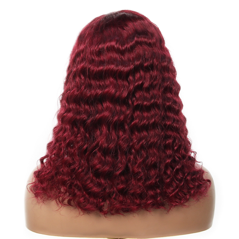 99j 버건디 색상의 짧은 밥 스타일 가발, 천연 모발 - Pre Parted 13X4 Lace Front Bob Wig 리뷰 및 가격