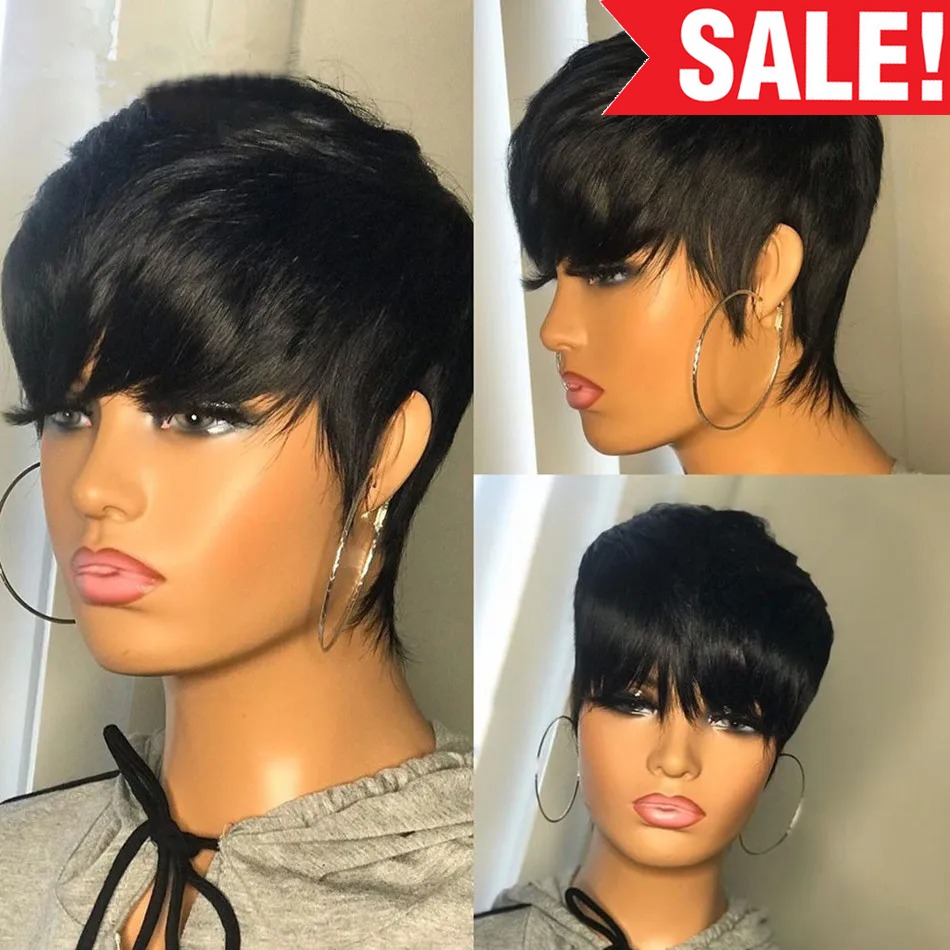 짧은 길이의 천연 모발 가발, 픽시 스타일, 스트레이트 - Short Pixie Cut Wig Human Hair Cheap 리뷰 및 가격