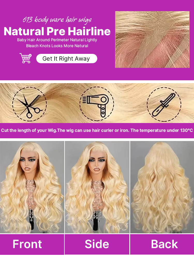 220% 밀도 613 허니 블론드 바디 웨이브 레이스  - 613 Blonde Body Wave Lace Front Wig 리뷰 및 가격