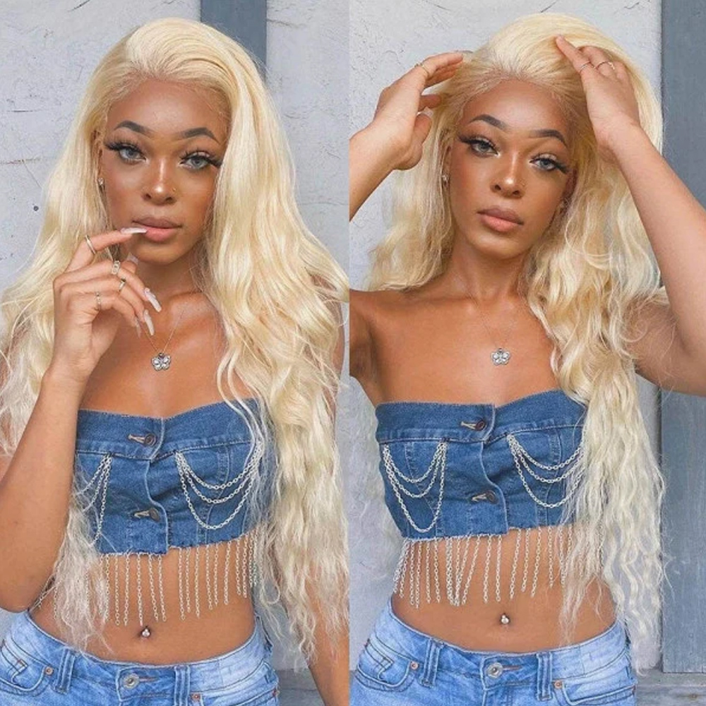 투명한 드로스트링이 달린 360 HD 레이스 가발, 밝 - 613 Blonde Body Wave Lace Front Wig 리뷰 및 가격